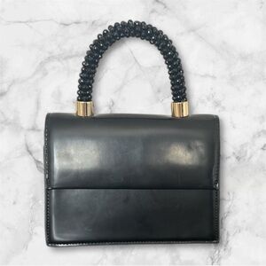 Elegant Black Mini Bag with Beaded Handle